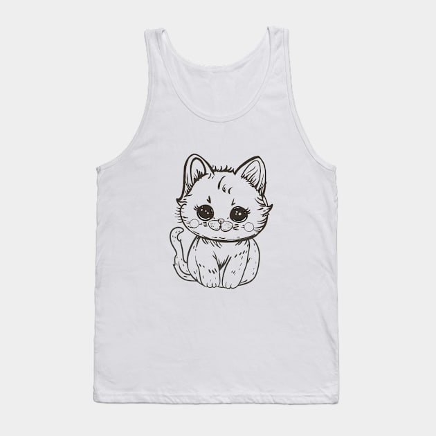 Kawaii Boba Cat Sitting Pretty Tank Top by jen28